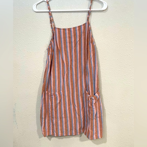 Billabong Striped Sleeveless Spaghetti strap Beachy Mini Dress- size M - Picture 1 of 7